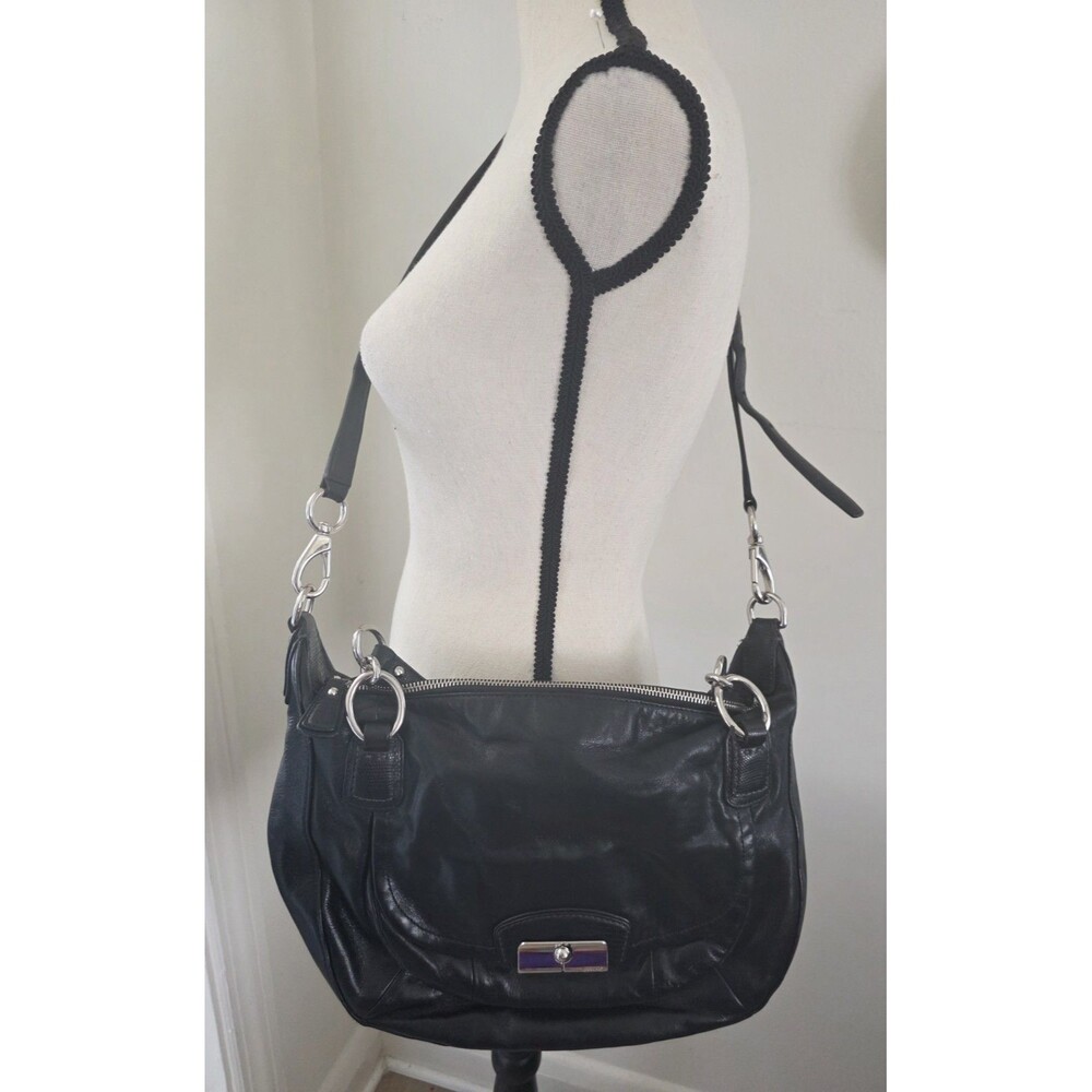 Authentic COACH Kristin Black Leather Hobo ShoulderBag w/Htf Longer Strap EuC